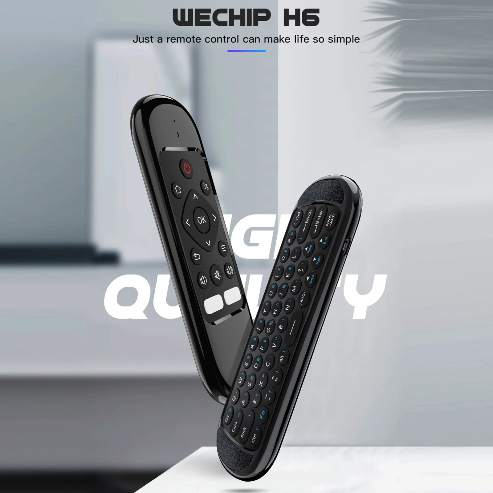 Wechip H6 Ar Mouse Teclado de 6 Eixos Giroscópio IR de Aprendizagem Inteligente Controlador Remoto 2.4 G sem Fio Keyboad para Caixa de TV Android PC