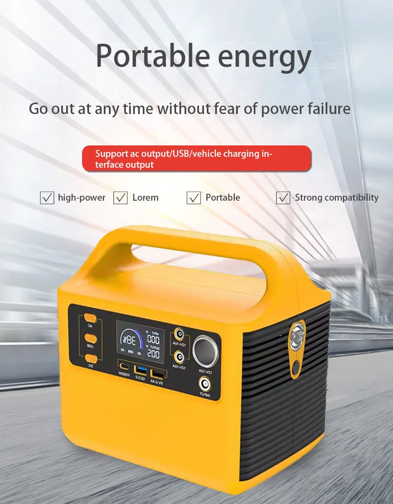 Nova multifuncional portátil estação de energia de bateria protecções de fora do acampamento de alta potência 300w500w220v de grande capacidade