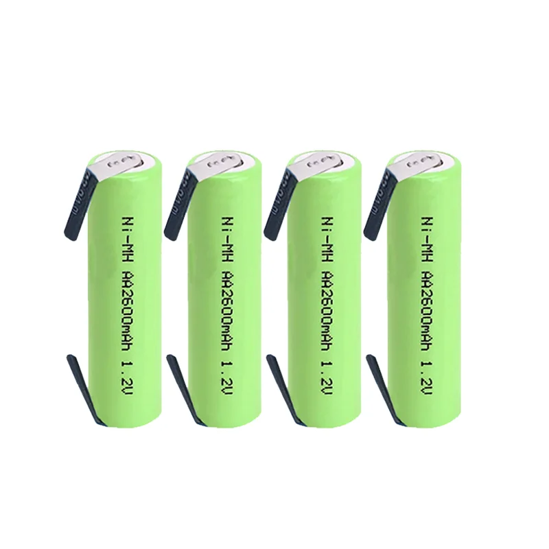 AA Ni-MH 2A bateria recarregável, 1,2 V, 2600mAh, com soldagem de peça, adequado para máquina de barbear, escova de dentes elétrica, etc.