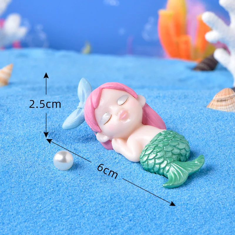 Estatueta em Miniatura Cartoon Sereia Micro Paisagem Enfeites Para Decoração de Casa Kawaii DIY Tanque de Peixes de Aquário Acessórios