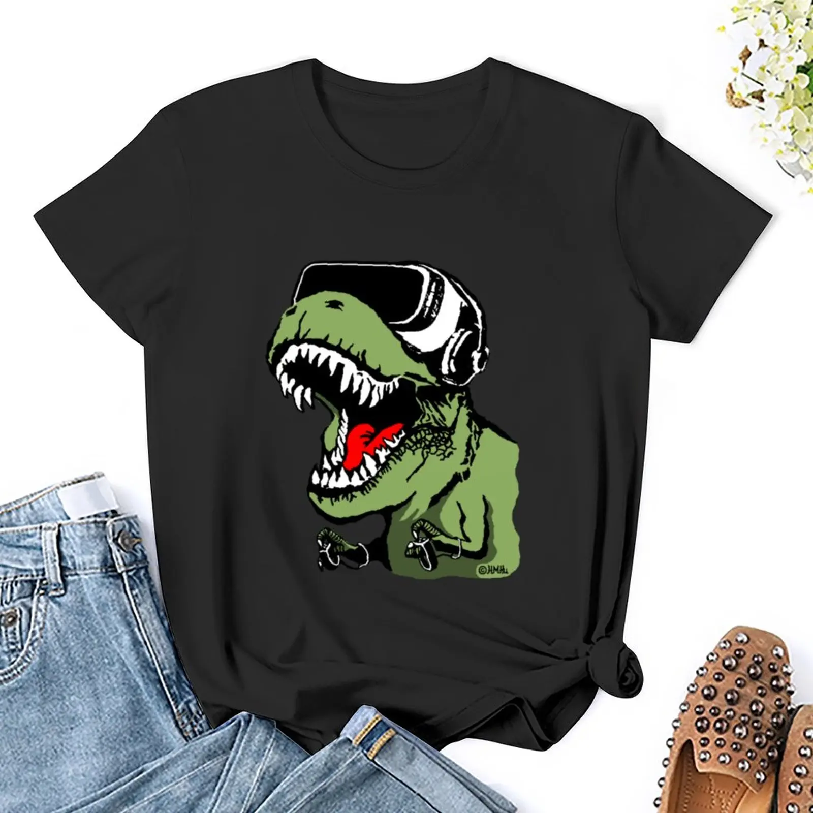 VR T-rex T-Shirt tops funny t-shirt vestuário de Mulher