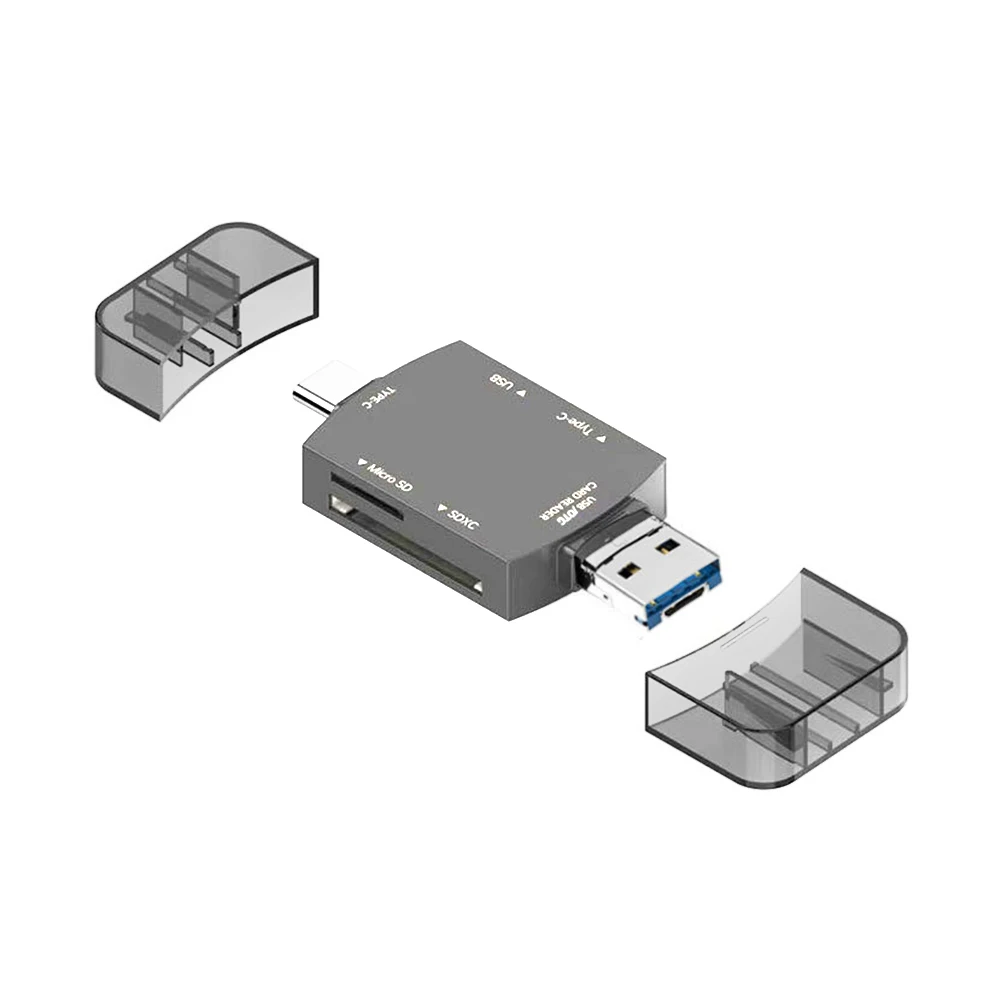 Tipo C Adaptador Multifuncional Leitor de Cartão do USB da Liga do Zinco, Leitor de cartões Micro SD pen Drive para Celular Tablets Computador