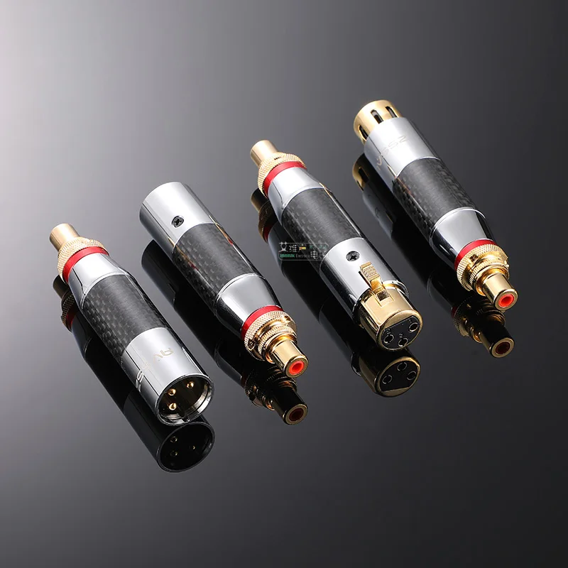1Pcs XLR, RCA tomada de fibra de carbono adaptador folheado a ouro YS125 para transmissão de sinais de áudio amplificador de potência de alto-falantes