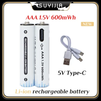 1,5 v 600mWh AAA Bateria Recarregável de Aprendizagem de Máquina N ° 7 de Bateria de Lítio USB Tipo-c Carga Rápida Brinquedos Bateria do controle Remoto