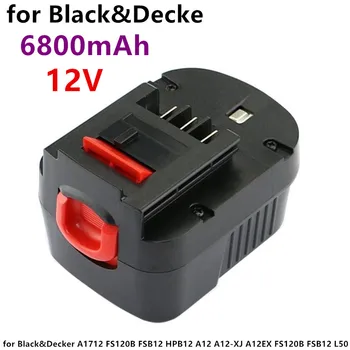 100% original 12V 6800mAh NI-CD baterias de Substituição para a Black&Decker A1712 FS120B FSB12 HPB12 A12 A12-XJ A12EX FS120B FSB12 L50