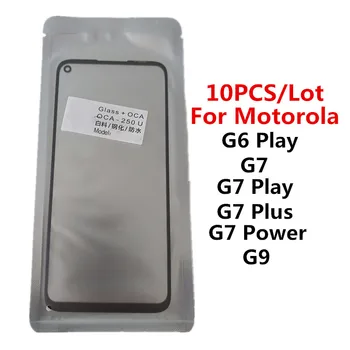 10pcs/lot VIDRO Frontal + OCA LCD Lente Externa para Motorola Moto G6 Jogar G7 Plus de Poder de Jogo da Tela de Toque do Painel de