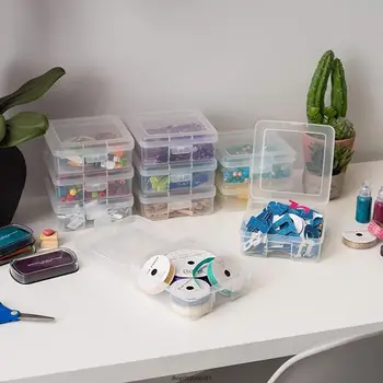 10Pcs Mini Plástico Transparente da Caixa de Armazenamento com Tampa Brincos de Jóia de Empacotamento do Pequeno Caso de Pequenos Itens de Artesanato Recipiente de Dropship