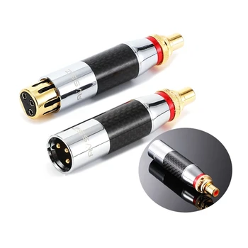 1Pcs XLR, RCA tomada de fibra de carbono adaptador folheado a ouro YS125 para transmissão de sinais de áudio amplificador de potência de alto-falantes