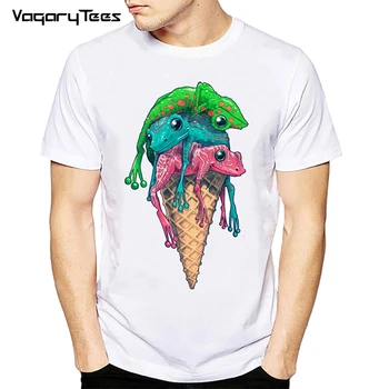 2022 Engraçado Gelado Sapo Impresso Homens T-Shirt De Verão Colorido Sapo Camisetas De Manga Curta Engraçado Tees Casual Tops