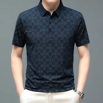 2023 a Marca de Moda de t-Shirt para Homens Casual Cool Roupas de Verão Solto Distribuído Impresso Estilo coreano de Luxo Masculino Camisa Polo