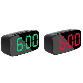 2PCS Relógio Digital de Cabeceira,LED de Viagem USB Relógio de Mesa Com 12/24H Data de Temperatura Repetir,Preto+Verde & Preto+Vermelho