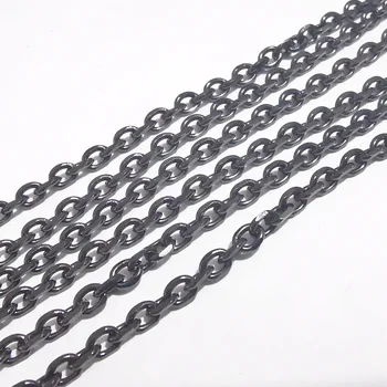 3meter muito preto 3MM de cadeia do aço inoxidável Oval Link da cadeia de resultados da jóia de marcação de DIY .FORTE CADEIA PARA HOMENS