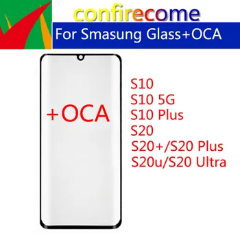 5Pcs\Muito Para Samsung S10 5g S20 Mais S20u S20 Ultra Tela de Toque de LCD no Painel Frontal Lente Externa Frontal de Vidro OCA de Cola
