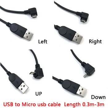 90 Graus para Cima para Baixo Esquerda Direita em Ângulo Micro USB Macho para USB 2.0 macho Dados de Carga conector de Cabo Curto para o telefone Android, tablet