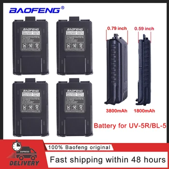 Baofeng Rádio Walkie-Talkie UV-5R Bateria de 3800mAh Para UV5R UV-5RE DM-5R Plus BF-F8 RT-5R RT5 BL-5 Bateria de 1800mAh Opcional