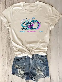 Borboleta de 90 Tendência Bonito Doce de Moda das Mulheres de Verão de Manga Curta Imprimir Camiseta Graphic T-shirts Tee Primavera de Topo de Impressão em Vestuário