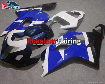 Capas Para Suzuki GSXR600 GSXR750 K4 2004 2005 GSX-R600 GSX-R750 04 05 Branco Azul Moto Carenagem (Kits de Moldagem por Injeção)