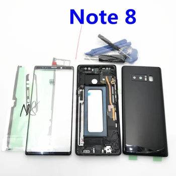 Carcaça completa do Caso Tampa Traseira da Bateria Tela Frontal Lente de Vidro Quadro do Meio Para o Samsung Galaxy Note 8 N950 N950F Partes note8