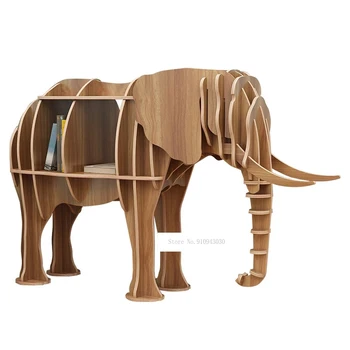 Casa Decoração Super Grande Estátua de Madeira da Cremalheira do Armazenamento Bookrack 3D Elefante Escultura Office Loja Estátuas de Animais Bookshelf Decoração