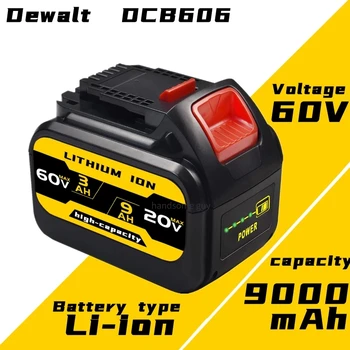 DCB606 9000mAh 20V/60V/120V MAX Batterie, artificial für Dewalt DCB609G DCB612 Arbeit mit Alle 20V/60V/120V Ferramentas elétricas sem Fios
