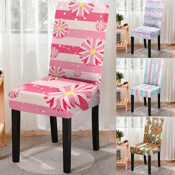 Elastic Impressão de Flor Cadeira de Jantar de Capa Listrada Floal Cadeira Capa Tampa de Assento para a Cozinha Fezes Casa Hotel da Decoração do Partido