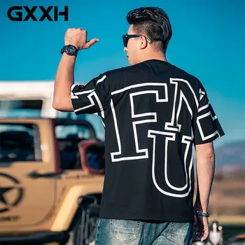 GXXH Verão T-shirt 140kg Homens Soltos Plus Size, Grande Letra Imprimir a Curto manga Camiseta Homens Oversize Tops 5XL 6XL 7XL