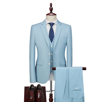 Homens de Casamento Drees Ternos Blazers, Jaquetas de+Calça+Colete de Conjuntos Noivo Formal Vestir Masculino Negócio Sólido Slim Fit Suits Tamanho 6XL
