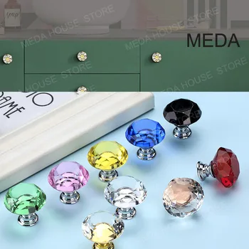 Kak 30mm Forma de Diamante, Design de Cristal de Vidro Puxadores de Armário Puxa a Gaveta Puxadores de Armário de Cozinha Alças Móveis de Lidar com Hardware