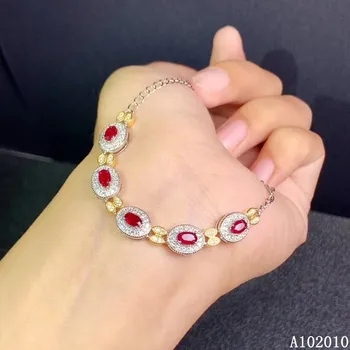 KJJEAXCMY fina prata esterlina da jóia 925 embutidos natural rubi vintage menina de pulseira de mão teste de apoio