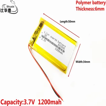 Litro de energia, bateria de Boa Qulity 3,7 V,1200mAH 603450 de Polímero de lítio ion / Li-íon da bateria para o pc da tabuleta do BANCO,GPS,mp3,mp4
