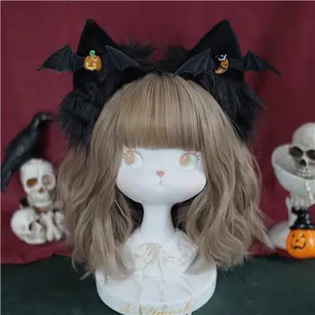 Lolita acessórios de Halloween pouco diabo abóbora gato preto orelha gancho anime cosplay orelhas de gato