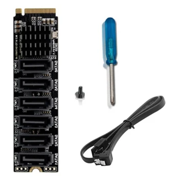 M. 2 MKEY PCI-E Placa Riser M. 2 NVME para SATA3.0 PCIE SATA para 6Gpbsx6-Porta Cartão de Expansão ASM1166 Apoio PM Função