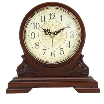 Mantel Relógio Vintage de Madeira, Pilhas, Madeira Silenciosa Relógio de Mesa com Algarismos arábicos, Decoração de Casa, o Movimento Silencioso