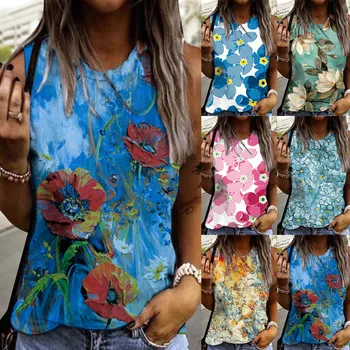 Moda Flor Floral Impressos em 3D Tops Mulheres Streetwear O Decote sem Mangas Camisolas Off Ombro Colete Mulher de Vestuário Feminino