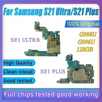 Original Desbloquear Lógica Baord Para Samsung Galaxy S21 Ultra G998B 128G G998U Com Total Chips da placa Mãe Android iOS Mainbaord