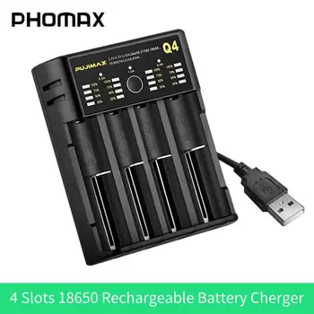 PHOMAX 4 Slots 18650 Bateria Carregador de DIODO emissor de luz para 18350 18500 26500 21700 20700 Bateria Recarregável de Lítio de Carregamento Durável