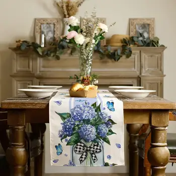Primavera, Azul Hortênsia Roupa de Corredor da Tabela de Férias de Decorações do Partido Lavável Mesa de Jantar, Corredor para o Casamento, Enfeites de Mesa