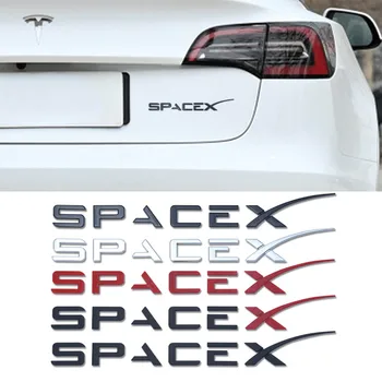 SPACEX Decalques 3D ABS Tesla Emblema Adesivo de Carro Crachá de Adesivos de Decoração Compatíveis para o Tesla Model 3 Y X S Acessórios