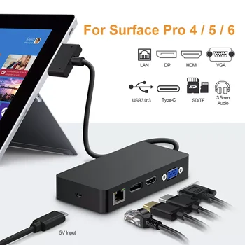 Surface Pro Dock 4K HDMI VGA DP de Exibição para o Microsoft Surface Pro 4/Pro 5/Pro 6 Hub USB Tablet Dock Station com Gigabit