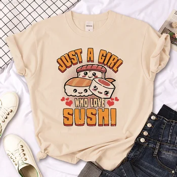Sushi Camisa camiseta mulheres mangá Y2K streetwear Tee feminina Japonesa de roupas