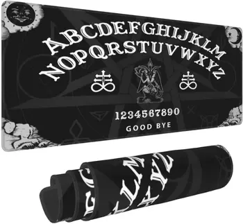 Tabuleiro de Ouija Jogo de Adivinhação Diabo Bruxaria Wicca Mousepad Acessórios Estendido XL Borda Costurada Sola de Borracha 31.5X11.8