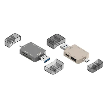 Tipo C Adaptador Multifuncional Leitor de Cartão do USB da Liga do Zinco, Leitor de cartões Micro SD pen Drive para Celular Tablets Computador