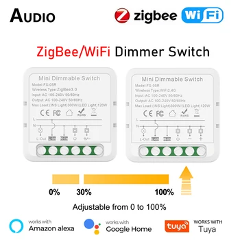 Tuya WiFi, Zigbee Smart Dimmer Módulo Switch de Suporte de 2 Vias de Controle de Luzes de LED Dimmable Switch de Disjuntor de Trabalho com Alexa Inicial do Google