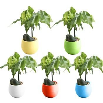 Venda quente Mini Coloridos de Plástico Redonda Planta em Vasos de Flor Home Office Decoração Plantador de fontes do Jardim Dropshiping salão de jardim