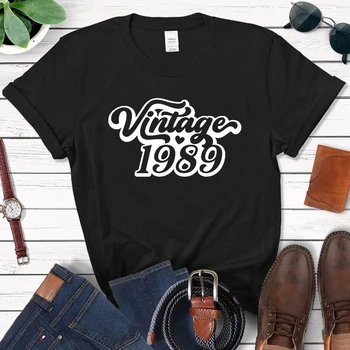 Vintage 1989 34 34 Anos de Idade, Festa de Aniversário Unisex T-Shirts de Algodão de Alta Qualidade Gráfica Tee Camiseta Retrô Harajuku Camisetas anos 80