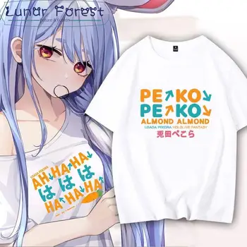 VTuber Usada Pekora 3D Print T-shirt de Verão, Moda Gola Redonda, Manga Curta Popular Japonês Streetwear novo