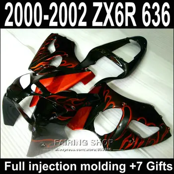 zx6r 2000 2001 2002 Para a Kawasaki Kit de Carenagem Personalizar livre /vermelho falmes 00 01 02 molde de Injeção Carenagens S52
